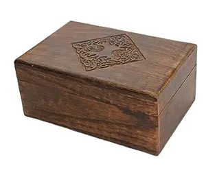 Handgemachte Holz schmuck Trinket Box Andenken Lagerung Organizer mit hand geschnitzten keltischen Design