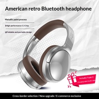 Headset Olahraga Nirkabel Gaya Retro Amerika untuk V5.3 dengan Pembatalan Kebisingan Aktif (ANC) Tidak Tahan Air untuk Ponsel.