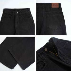 Pantalones vaqueros de cintura alta 8861 holgados con entrepierna caída tela tejida negro primavera temporada ajuste holgado versátil para cualquier ocasión - Product Image 6