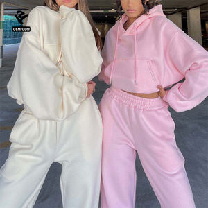 Ensemble de survêtement personnalisé pour femmes, vêtements de rue, ensemble deux pièces, vêtements pour femmes, ensemble en molleton décontracté deux pièces pour filles, ensembles de <span class=keywords><strong>jogging</strong></span> - Product Image 2