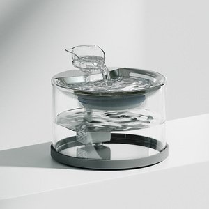Fontaine à eau automatique pour animaux de compagnie, ronde, en verre, FT600, détachable, pour chats et chiens, avec filtre à circulation d'eau fraîche - Product Image 2