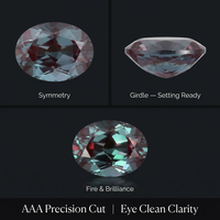 Pierre d'Alexandrite de synthèse de laboratoire, taille ovale 4x6-8x10mm, à changement de couleur, certifiée AGL Viresa pour la fabrication de bijoux