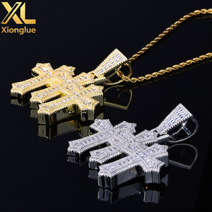 Colgantes de Cruz para Collar, Chapados en Oro, de Latón con Circonita Cúbica, Joyería de Moda Hip Hop, Venta al por Mayor, Personalizados - Product Image 4
