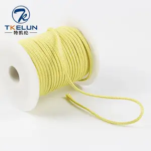 Tali aramid kepang kuning berongga 3mm kustom suhu tinggi penyelamatan keselamatan tahan api tali aramid