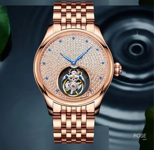 Montre mécanique de luxe AESOP pour homme, ciel étoilé, tourbillon, mouvement manuel, entièrement sertie de diamants, livraison directe - Product Image 2