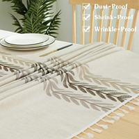 Nappe de table rectangulaire imperméable décorative avec motif brodé à carreaux et fleurs à franges