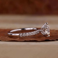 Anillo de Compromiso con Diamante Cultivado en Laboratorio, Corte Redondo, 0.5-3CT, Engaste Catedral, Oro Sólido 10K/14K/18K, Certificado IGI, CVD/HPHT, Personalizado