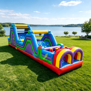 Juegos <span class=keywords><strong>de</strong></span> Obstáculos Inflables <span class=keywords><strong>de</strong></span> PVC Comerciales con Toboganes, Pared <span class=keywords><strong>de</strong></span> Escalada y Pilares Desplegables para Niños y Adultos - Product Image 4