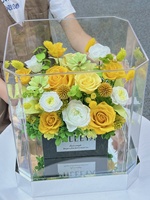 Monet Garden Echte natürliche Rose Blumenstrauß Acryl Box konservierte Rosen für immer Ewige unsterbliche zeitlose Ewigkeit Blumen