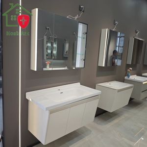 Gabinete de baño de estilo crema, lavabo combinado, lavabo, lavabo de cerámica, lavabo de una pieza, conjunto inteligente personalizado - Product Image 1