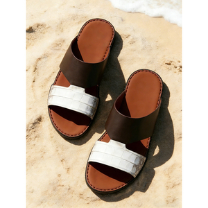 Custom Exotic Leather Arabic Sandals Slippers Handmade Factory Premium <b>Shoes</b> for Men Eid Middle East Bespoke Boutique - Product Image 1