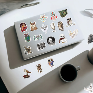 ZY1366C 50 autocollants animaux <span class=keywords><strong>hibou</strong></span> imperméables pour décorer cahier, skateboard, vélo, bagages, jouets pour adolescents et enfants - Product Image 5