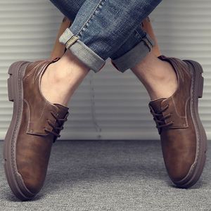 Men's Trendy Versatile Casual Genuine <b>Leather</b> Shoes Autumn for Low-Cut <b>Work</b> <b>Boots</b> British Style Large Size Dress - Product Image 3