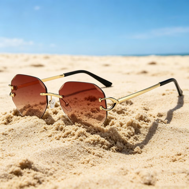 Popular Irregular Sunglasses for Ladies Brand Designer Cat-Eye Studded Eyewear Shades Girls Outdoor Travel Eye Glasses