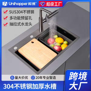 อ่างล้างจานแบบฝัง Unihopper 304 สแตนเลสสตีล ชามเดี่ยว ผิวปัดเงา ทำความสะอาดง่าย สำหรับใช้ในครัว - Product Image 5