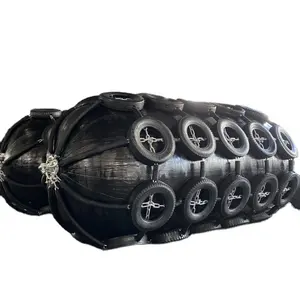 Para-choque inflável tipo Yokohama pneumático de borracha marinha com rede de pneus de corrente