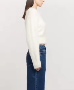 Fabricant de cardigans OEM ODM, cardigan en <span class=keywords><strong>laine</strong></span> d'<span class=keywords><strong>alpaga</strong></span> tricoté sur mesure, cardigan en tricot brossé <span class=keywords><strong>pour</strong></span> femmes - Product Image 4
