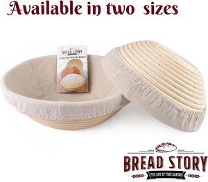 Ensemble de paniers à pain rond Banneton \ u2013 bol à pâte brotform en rotin fait à la main avec doublure en tissu, outils au levain cuisson Sup - Product Image 3