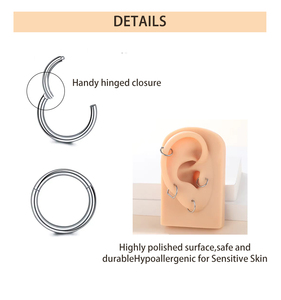 G23 टाइटेनियम हिंग सेगमेंट हूप रिंग क्लिंग 16 ग्राम 1.2 मिमी नाक की अंगूठी कान कार्टिलेज हेलिक्स - Product Image 6