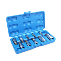 10PCS Set Soket Torx Bit Triple Square Spline Bit Socket Kit 1/4 3/8 1/2 Drive untuk Perbaikan Mobil