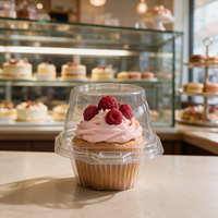 Scatola Trasparente per Pasticcini e Muffin con Vari Scomparti in PET Riciclato di Alta Qualità con Chiusura Sicura per Confezionamento