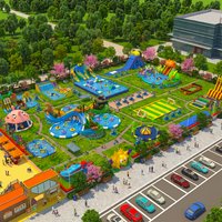 Parc aquatique mobile gonflable géant LILYTOYS, parc aquatique terrestre, grand parc aquatique à éclaboussures