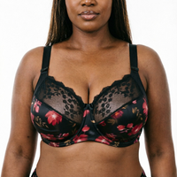 Soutien-gorge push-up en dentelle à couvrance totale, respirant, en maille, imprimé floral, avec larges bretelles réglables et maintien latéral, pour femme - Vente en gros
