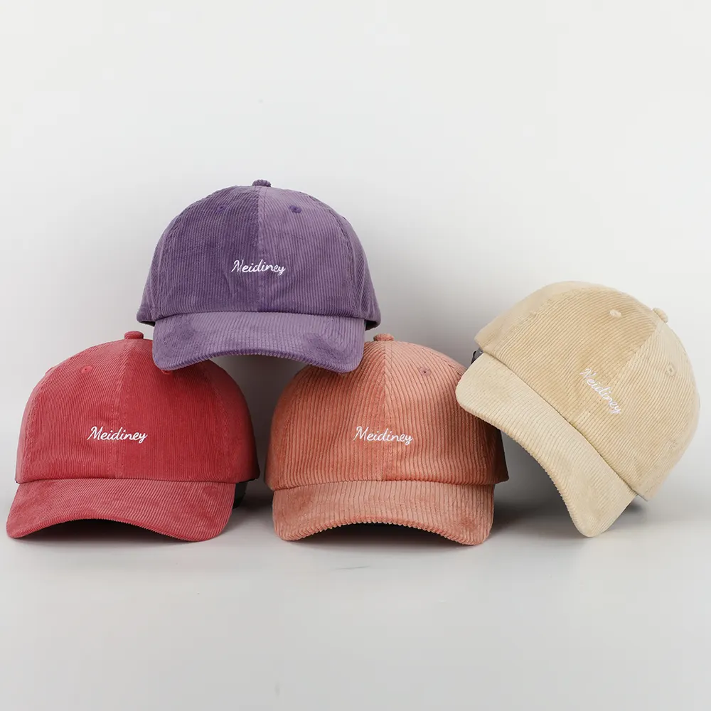 BSCI Oem Custom Embroidery Logo Corduroy Baseball Cap,High Quality 6 Panel Men Women Dad Hat,Corduroy Gorras