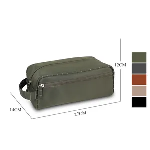 Factory Custom Black Twill Polyester Fabric Wash Bag Portable With Men Cosmetic Storage Travel Toiletries Bag
