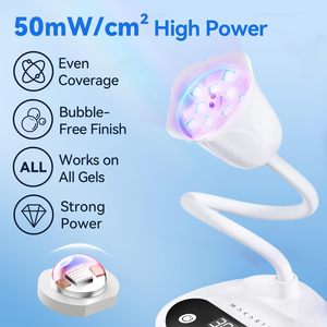 Lámpara de Uñas Portátil Inalámbrica de Plástico de Alta Calidad para Curado Rápido, Secador de Uñas Recargable USB con Cuello de Ganso y Sensor Automático 4 - Product Image 3