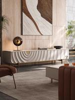 Meuble TV en bois massif et marbre de style européen moderne avec rangement, couleur personnalisable pour chambre, salle à manger, hôtel