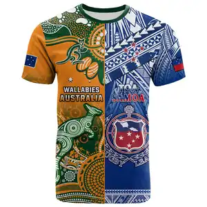 Tùy Chỉnh Úc Samoa Người Đàn Ông Của T Áo Sơ Mi Thổ dân Kết Hợp Polynesian Mùa Hè T-Shirts Thả Vận Chuyển Ngắn Tay Áo Nam Tops Bán Buôn