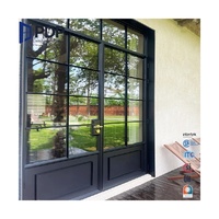 Puerta Principal Exterior Francesa de Doble Hoja Abatible, Manual, de Aluminio, Estilo Vintage, con Aislamiento Térmico e Impermeable, para Supermercado