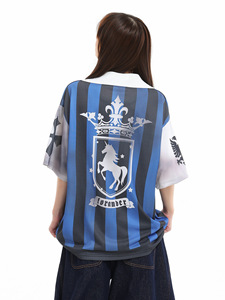 เสื้อเบสบอลสไตล์อเมริกันวินเทจ ลายทางสีสันตัดกัน ทรงหลวมโอเวอร์ไซส์ คอโอ ใส่ได้ทั้งชายและหญิง เป็นมิตรต่อสิ่งแวดล้อม ระบายอากาศได้ดี - Product Image 5