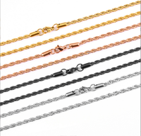 Bijoux en acier inoxydable 2mm pour hommes, bricolage, différentes couleurs, collier tressé en corde torsadée