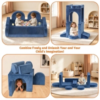 Canapé de jeu modulaire pour enfants, convertible, en mousse, extensible, carré, ensemble de jeu DIY pour construire des forts, housse en chenille lavable, pour tout-petits