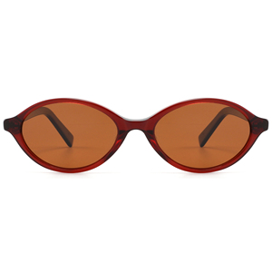 Gafas de Sol Cat Eye con Marco Rojo Sólido, Lentes Marrones, Protección Anti-UV, Unisex, para Adultos, Compatibles con Rostros Ovalados - Product Image 1