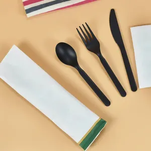 Factory Directly Price Biodegradable Tableware Set CPLA Fork Knife Spoon Disposable Plastic Cake Compostable Forks