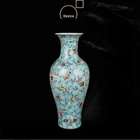 Vas Keramik Retro Nostalgia Jingdezhen Gaya Antik Dekorasi Enamel Buatan Tangan untuk Pajangan Ruang Tamu Rak Bunga