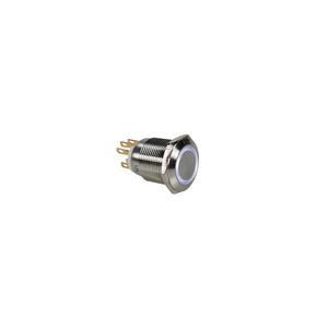 Onpow STAINLESS STEEL PUSH <b>BUTTON</b> SPDT 1NO 1NC - <b>WHITE</b> RING - 19mm - Product Image 1