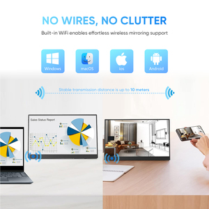 Moniteur <span class=keywords><strong>portable</strong></span> pour ordinateur <span class=keywords><strong>portable</strong></span> 15,6 pouces 1080P à marque privée, HDR IPS LCD, connexion sans fil, support intégré, double <span class=keywords><strong>écran</strong></span> intégré - Product Image 2