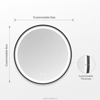 Kingstin Miroir Bain Rond LED Cadre Métal Anti-Buée Intelligent 3 Couleurs Taille Personnalisée Garantie 2 Ans