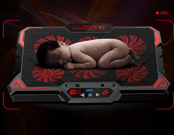 High Fashion 17inch Gaming Laptop Cooler Six Fan Two USB Port 2600RPM Laptop Cooling Pad