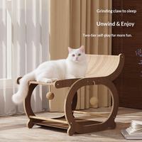 Chaise longue et lit pour chat intégrés en bois massif avec tapis en sisal résistant aux griffures et sans peluches
