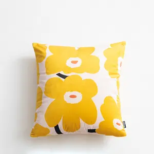 芬兰花卉印花天鹅绒坐垫套4色枕套现代客厅装饰垫套