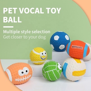 Fabbrica all'ingrosso Logo personalizzato in lattice <span class=keywords><strong>Pet</strong></span> Squeak morso giocattoli palla cane giocattolo da masticare interattivo - Product Image 6