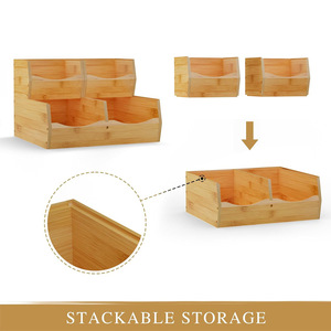 Contenedores Apilables <span class=keywords><strong>de</strong></span> <span class=keywords><strong>Madera</strong></span> Natural para Almacenamiento <span class=keywords><strong>de</strong></span> Verduras, Organizador <span class=keywords><strong>de</strong></span> Frutas con Múltiples Compartimentos, Caja <span class=keywords><strong>de</strong></span> <span class=keywords><strong>Madera</strong></span> para Cocina y Despensa - Product Image 5