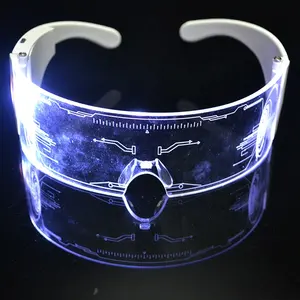 LINLI Kacamata Visor LED, Isi Ulang USB, Kacamata Cahaya Neon LED Menyala, Kacamata Cyberpunk untuk DJ Pesta Acara Festival
