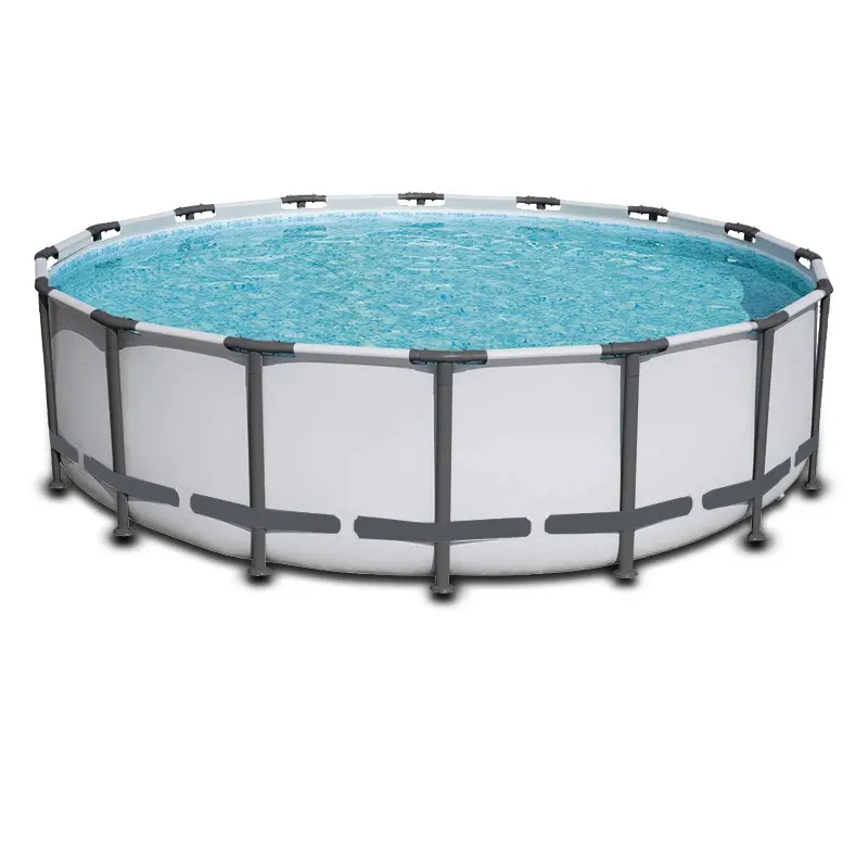 Şişme taşınabilir Metal çerçeve açık zemin üstü daire yüzme havuzu aile için