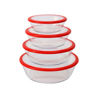 Plat à fruits rond en verre trempé Hxglass, 0,8 L, 1,4 L, 2,4 L, 3,7 L, avec couvercle, pour micro-ondes, vente en gros